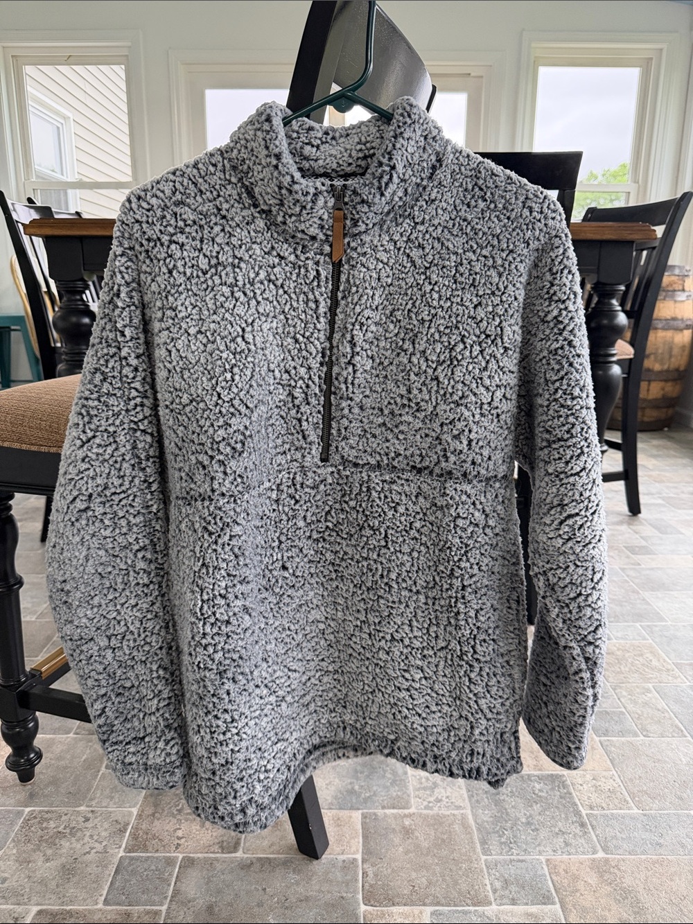 Women’s Gray Sherpa Half-Zip Pullover Sweater